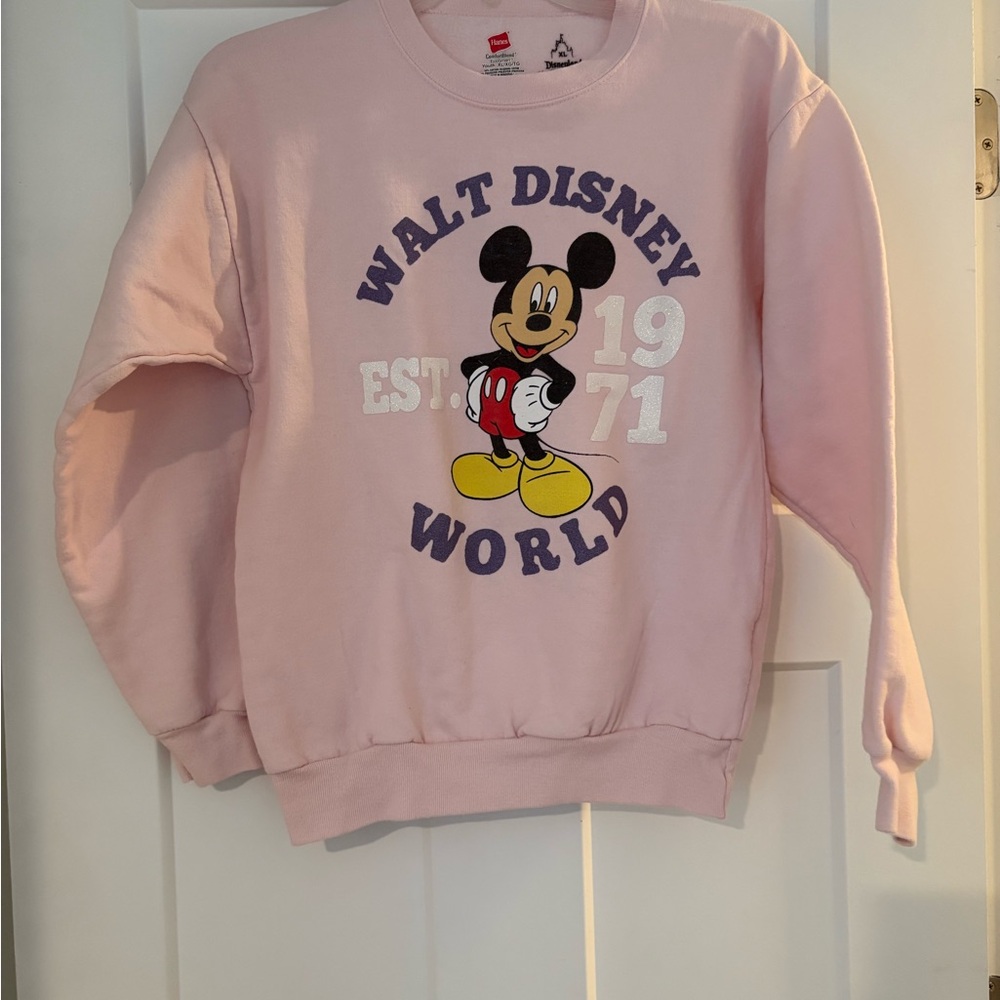 Vintage Style Disney World Kids Pink Mickey Mouse Sweatshirt